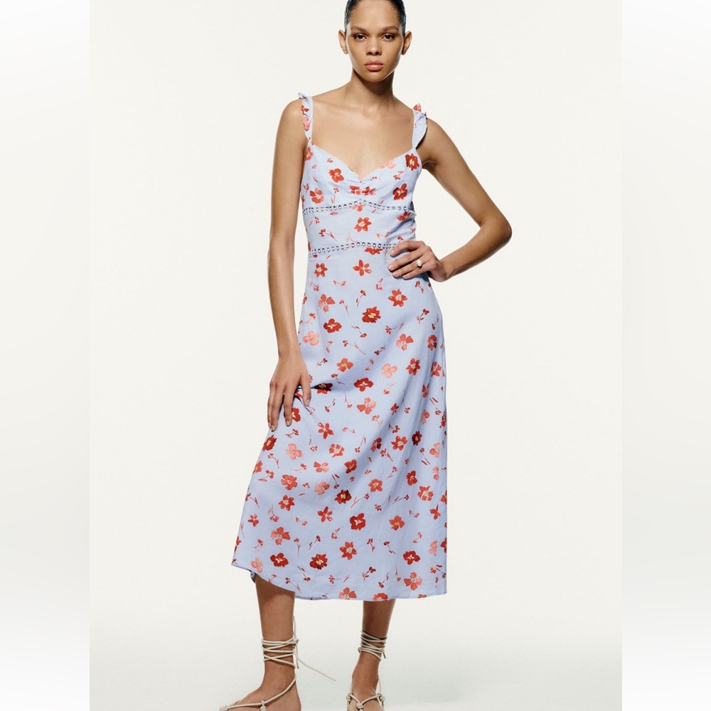 Zara Printed Linen Blend dress.  Size medium
